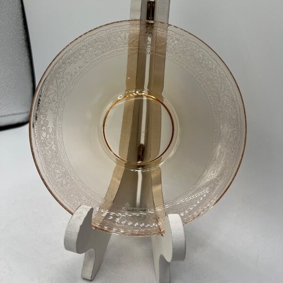 Fostoria Amber #273 Royal Glass Etched Saucer Saucers 1922-33 Lady Leg 869 Opti - Picture 1 of 8
